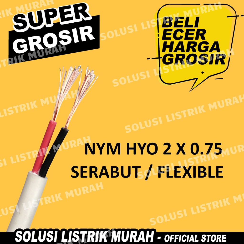 KABEL HYO 2X0.75 2x1,5 2x2,5 Kabel Serabut 2X1,5 2 X 1.5 1,5
