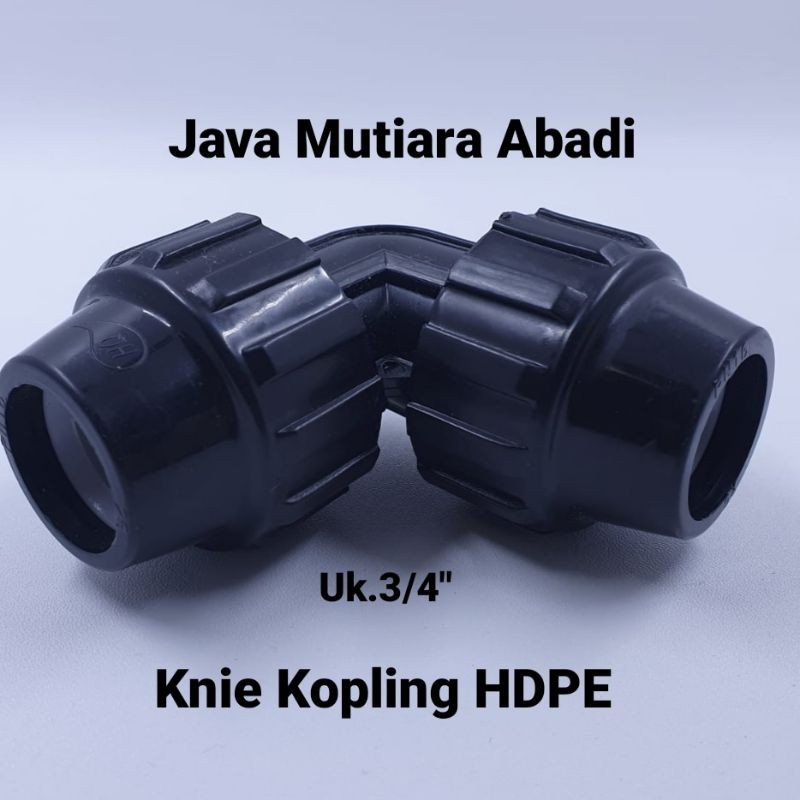 knee polos HDPE 3/4" knie selang ke selang PE hitam selang PDAM 3/4"
