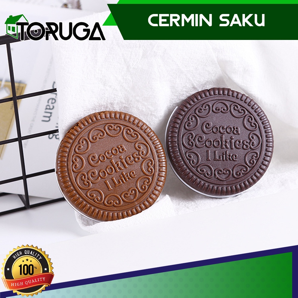 KACA RIAS CERMIN SAKU MAKE UP SAKU - POCKET MIRROR UNIK BISKUIT OREO