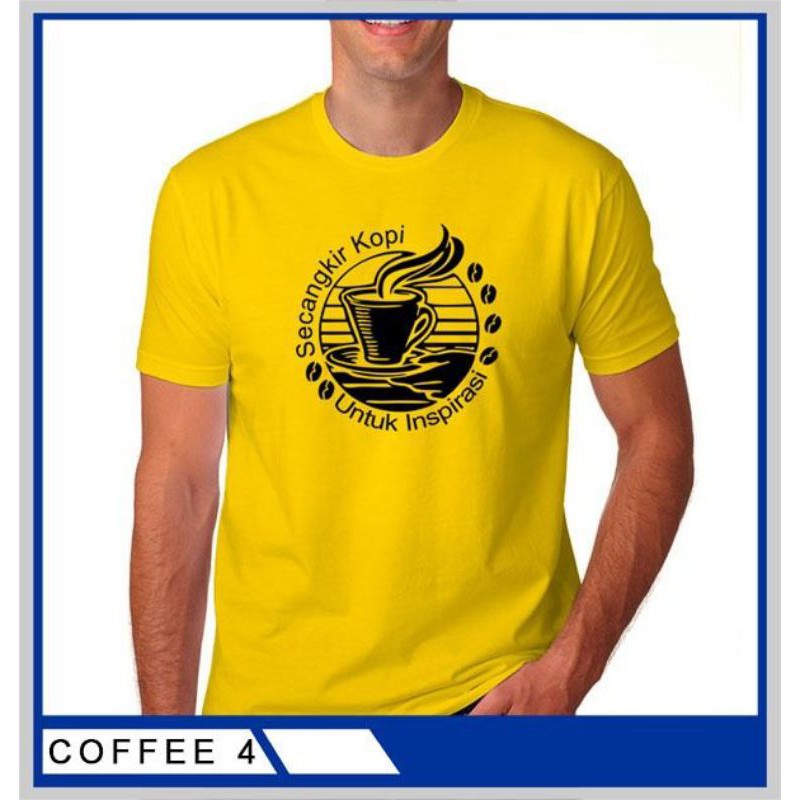 Jual Kaos Distro Bahan 100% Cotton combed 30s, Kaos pria sablon Kopi murah, kaos  kopi warung kaos