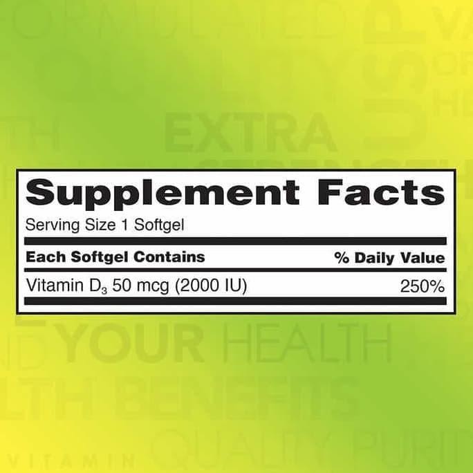 KIRKLAND VITAMIN D3 EXTRA STRENGTH 2000 IU 600 SOFTGELS - ORIGINAL USA