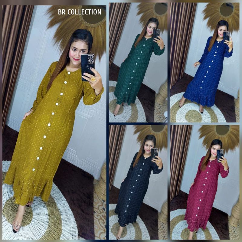 GAMIS ANDIN POLKADOT|| DRESS ANDIN PANJANG BUSUI || DASTER ANDIN FULL KANCING || LONGDRES ANDIN || R