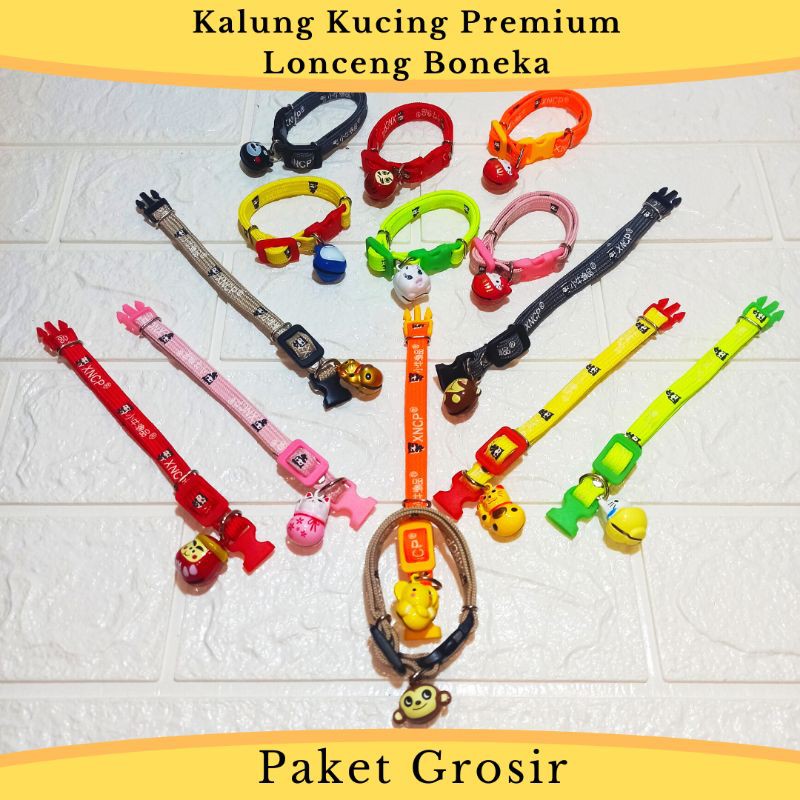 (grosir Rp. 6500) Aksesoris Kalung Kucing murah Motif Premium Lonceng Boneka Karakter