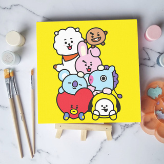 Paint by number lukisan BTS BT21 VER 3 canvas 20x20 cm / painting kit