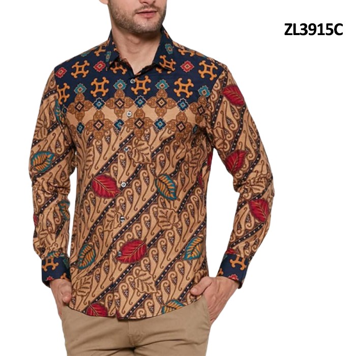 KEMEJA PRIA BATIK LENGAN PANJANG BATIK SLIM FIT HEM FORMAL CASUAL KEREN KERJA KANTOR SLIMFIT L2S3