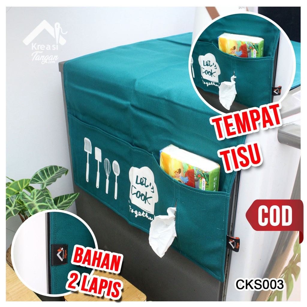 PAKET LEBIH MURAH - Cover Galon &amp; Cover Kulkas Warna Tosca (Paket Polos-03)