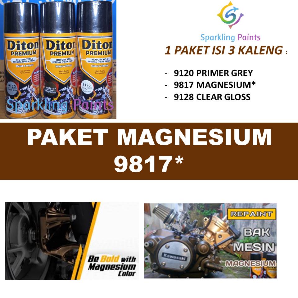 Paket Lengkap Cat Pilox Diton Premium 9817 Magnesium 400cc semprot aerosol pylox velg mesin