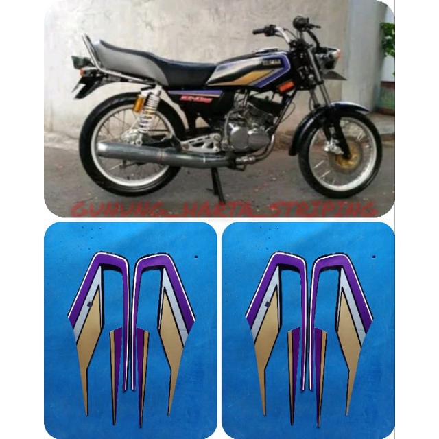 Striping Stripe Stiker Lis Les Body Motor Full Set Yamaha RX-KING 1992 Standar Original Warna Ungu