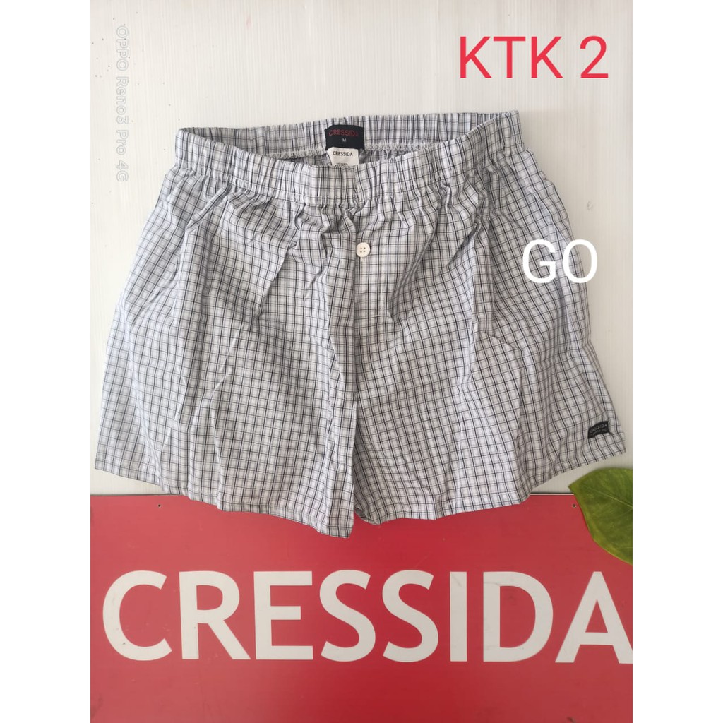 gof CRESSIDA BOXER ECD.36 Celana Dalam Katun Tebal Motif Kotak Catur Salur Celana Boxer Cowok Dewasa