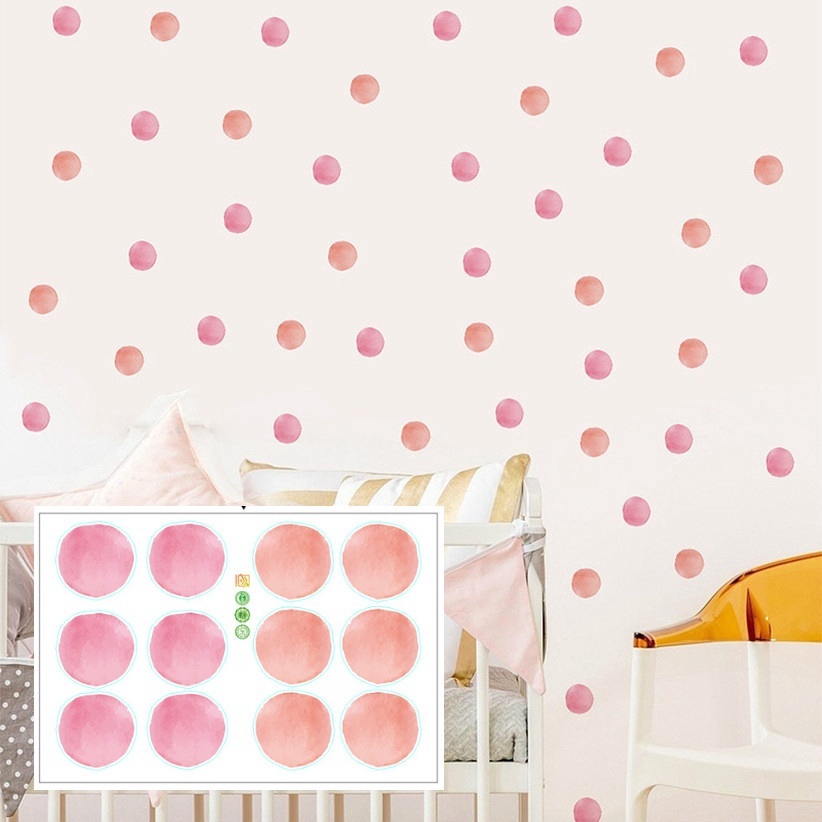 Cute Pink Polka Dot Pvc Wall Sticker for Kids Room Kindergarten Decoration Home Decor 20x30cm