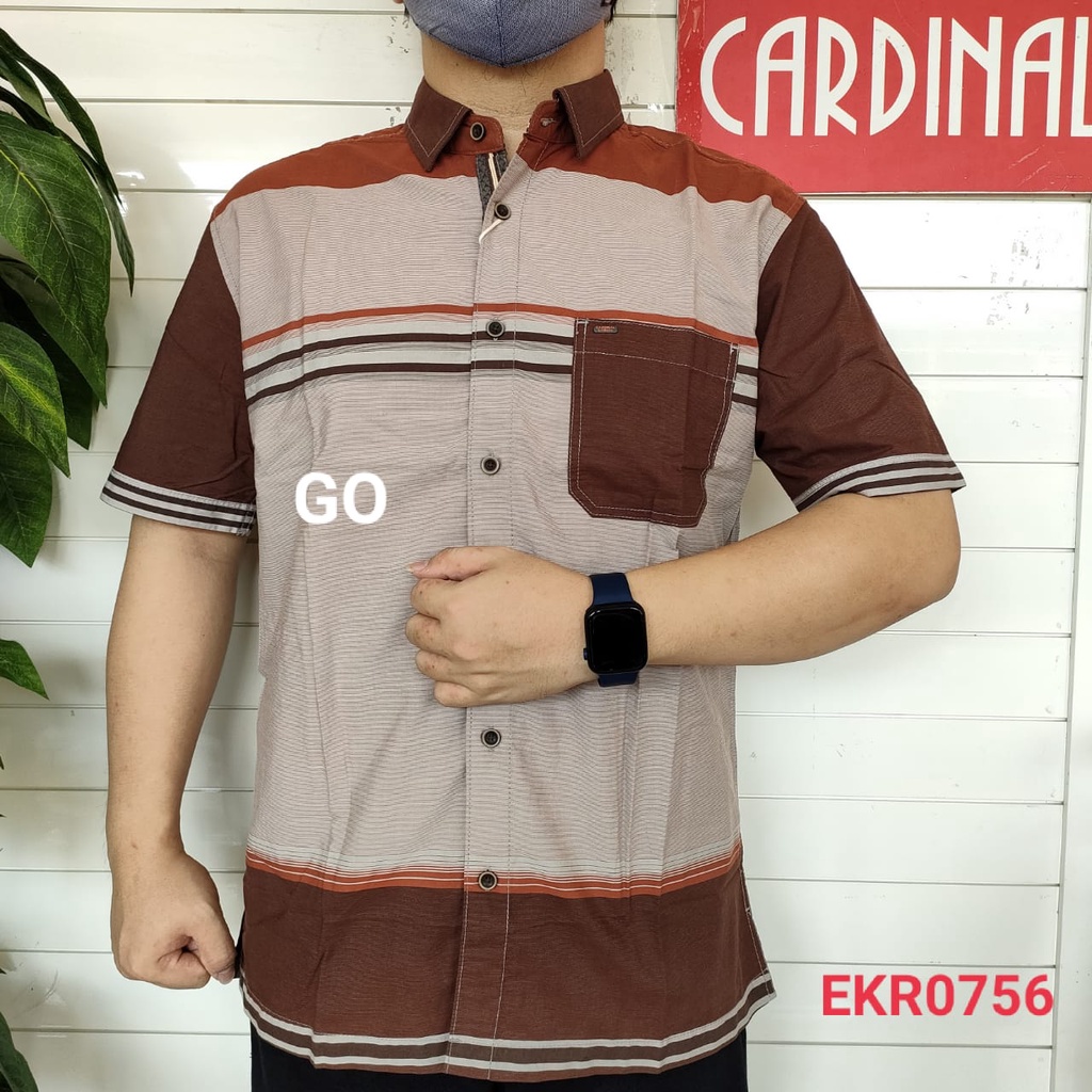 gof CARDINAL KEMEJA REGULAR Hem Pria Baju Cowok Pakaian Pria Lengan Pendek Kemeja Distro Original