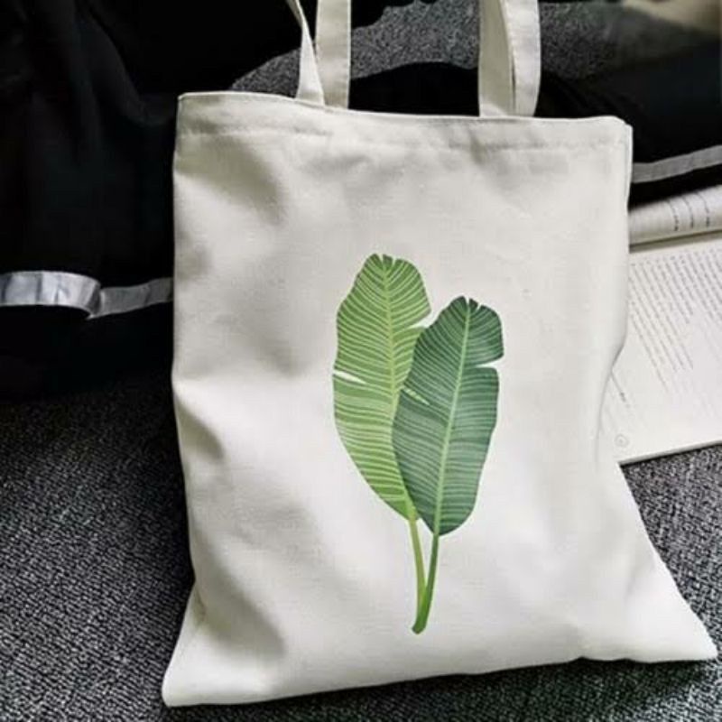 (COD) Tote bag Kanvas Tebal Motif Daun