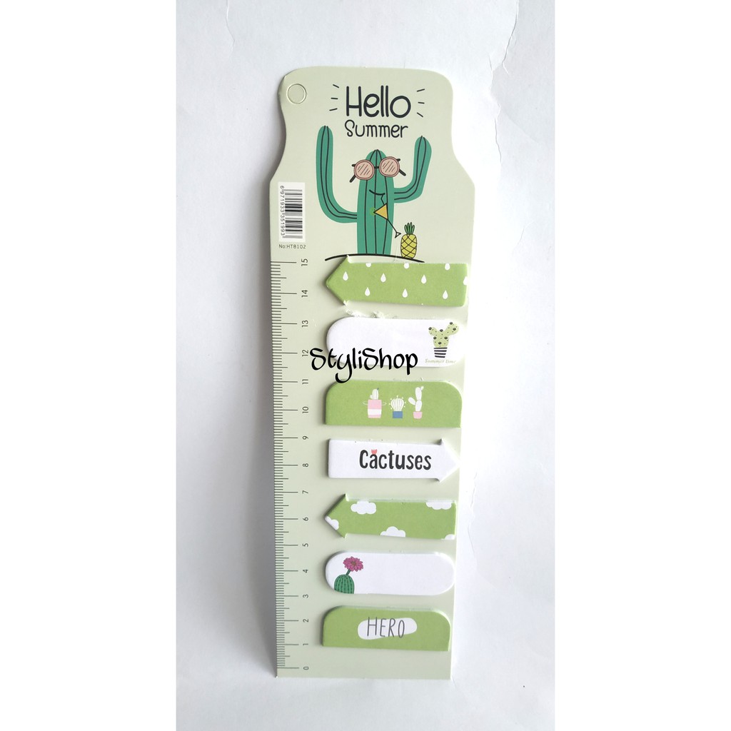 Sticky Note Kertas HT8102 Motif Kaktus / Llama / Jerapah / Memo Kertas / Penanda Buku Kertas-Kaktus Hijau