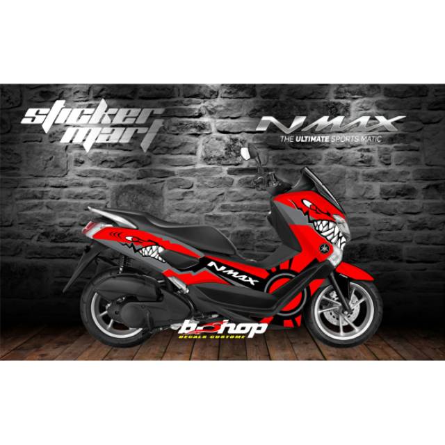 Decal sticker full body nmax sark merah abu VARIASI STIKER STRIPING
