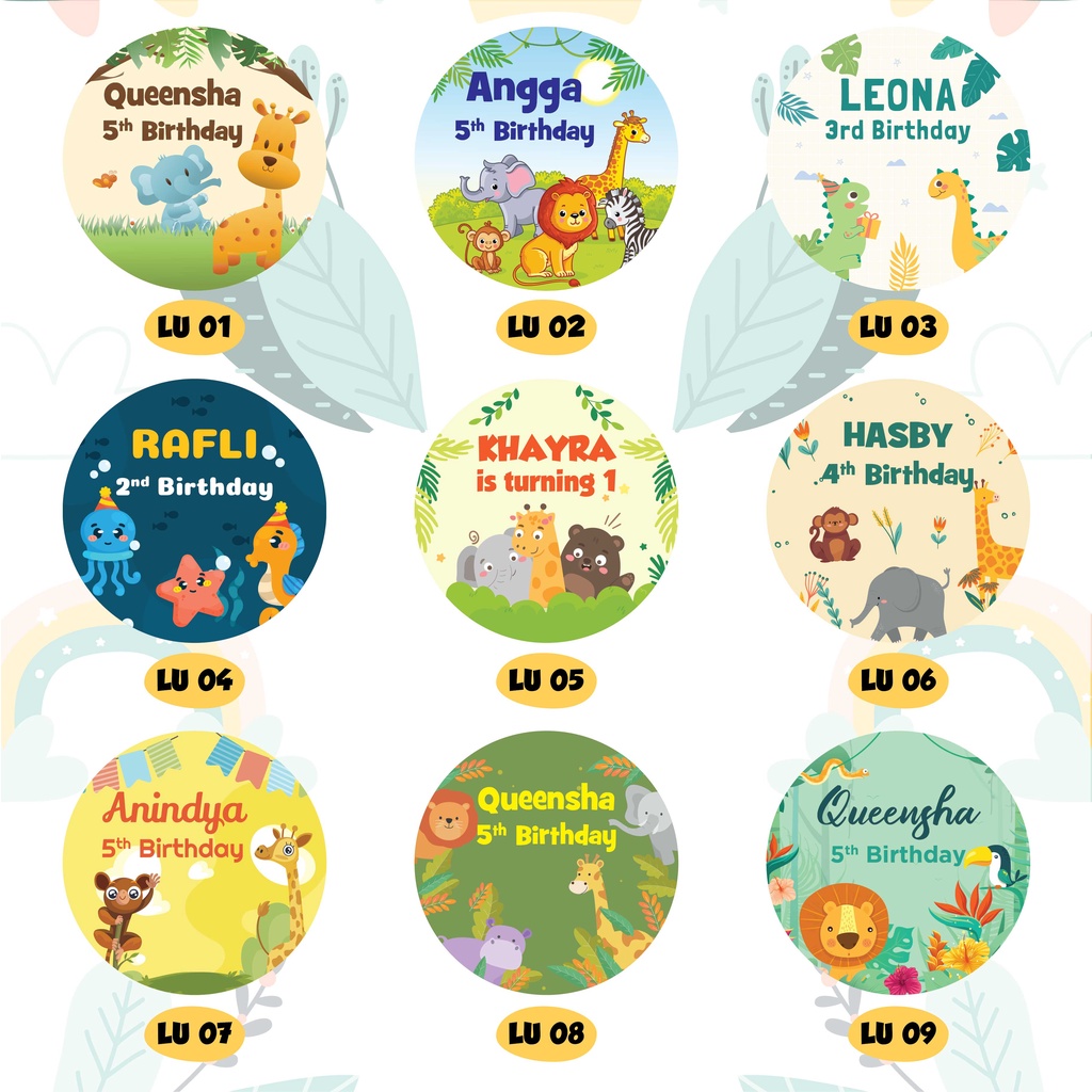 

Sticker Bulat Ulang Tahun Anak / Stiker Ultah / Gratis Design Template