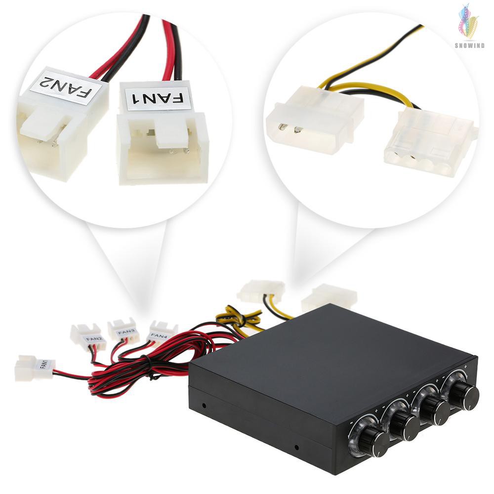 Sunshine Tipway Stw 35 Pc Cpu Hdd 4 Channel Fan Controller Speed Control Adjuster Led Cooling Front Panel Shopee Indonesia