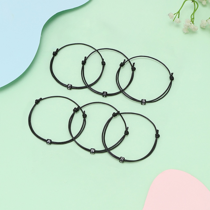 Korea Gelang Hitam Huruf Awal /Gelang Kustom Khusus Yang Kreatif Aksesoris Fashion