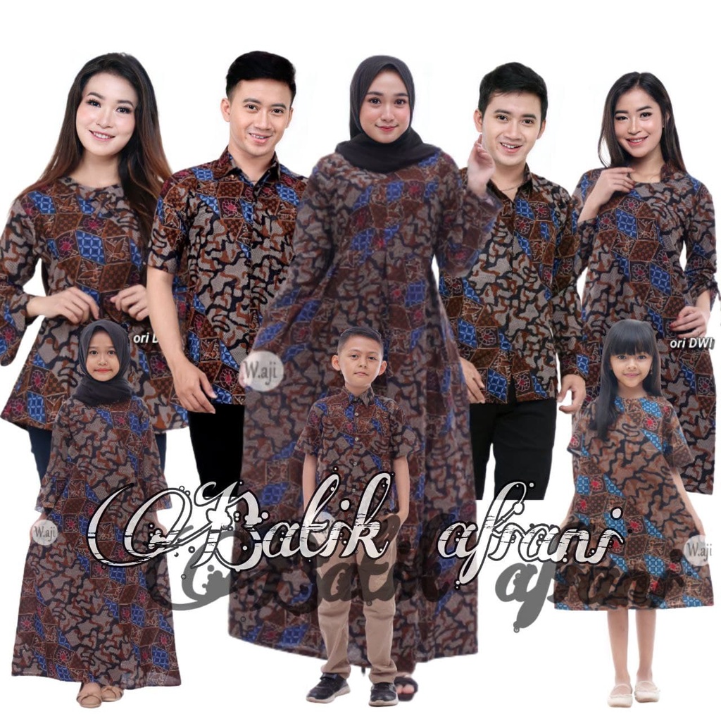 Batik Couple Keluarga Terbaru 2021 Baju Batik Couple Keluarga Ayah Ibu Anak Motif Abri