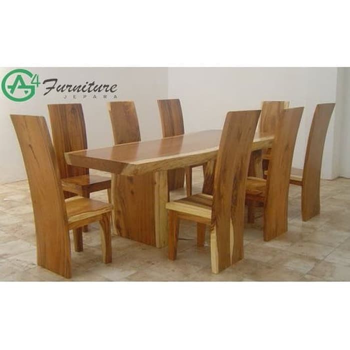 Meja Rapat / Meja Kerja Kayu Trembesi Warna Natural Semi