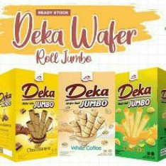 

Deka Wafer Roll JUMBO CHEESE DURIAN/CHOCO BANANA/WHITE COFFEE (isi 20).