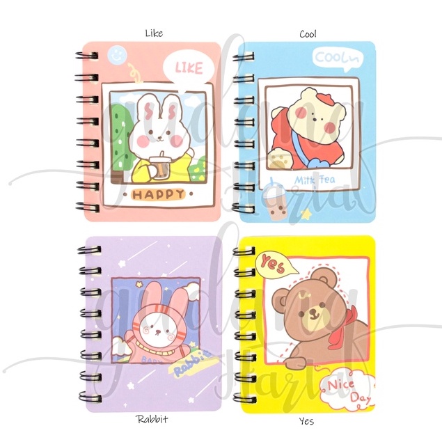 Notebook A7 Spiral Rabbit Bear Photo Buku Mini Beruang Kelinci GH 308516