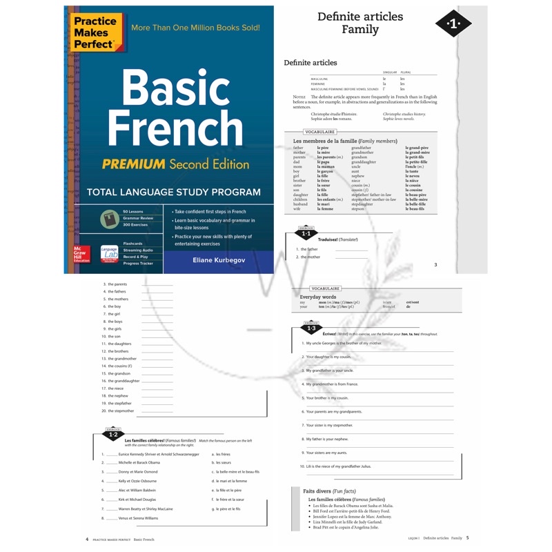 Complete French All in One / Basic French / Verb Tenses / Grammar / Vocabulary / Conversation / Sentence Builder - Practice Makes Perfect | Buku Bahasa Prancis Percakapan-Basic French