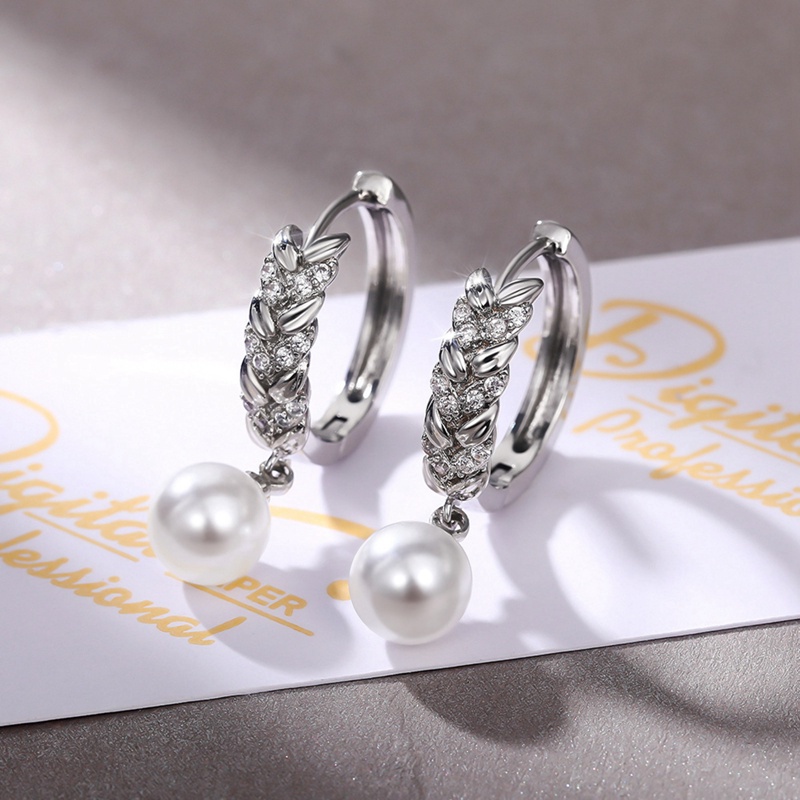 Fancyqube Anting Juntai Hias Mutiara Warna Beige Untuk Wanita