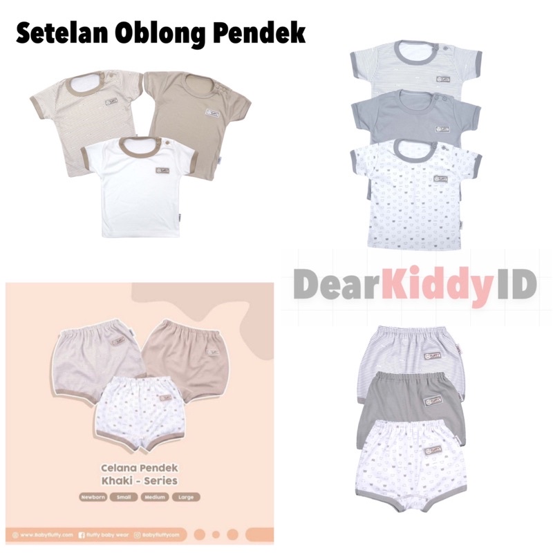 Fluffy SETELAN PENDEK Oblong SML / Setelan Baju + Celana Pendek Kancing PUNDAK Bayi Anak (1 pasang)