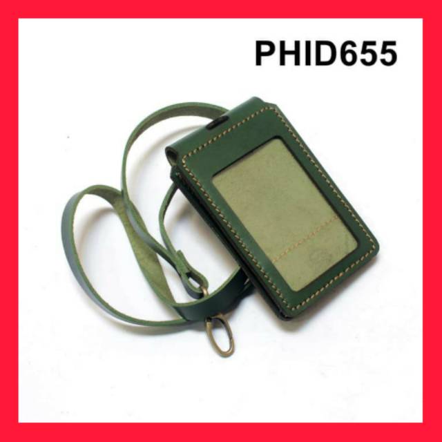 

ID Card Holder Model Lipat - Name Tag Kulit Asli Warna Hijau PHID655