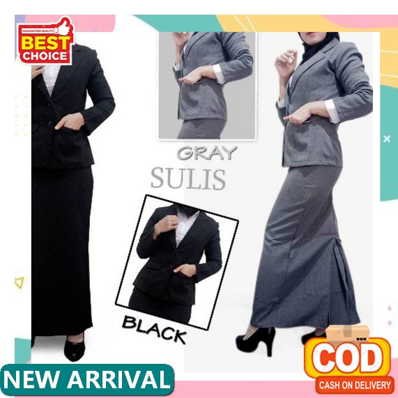 Blazer Wanita Outerwear Panjang Jenice Jumbo Murah Modern Katun Denim  Milkan To Infinity - Setelan 