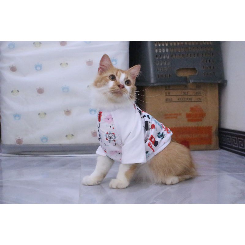 Kaos lengan panjang motif london keren untuk kucing dan anjing / baju kucing murah size S-XL