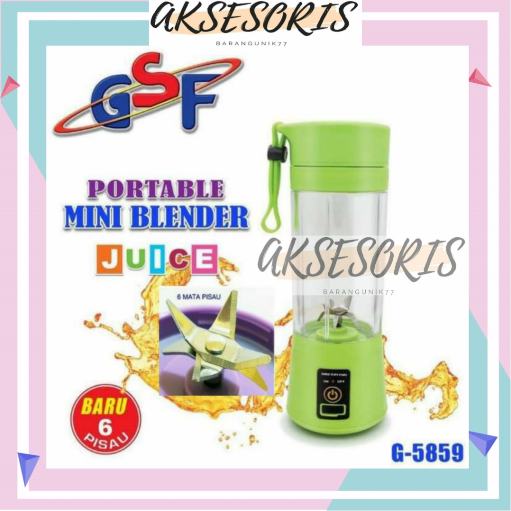 BLENDER PORTABLE MINI MERK GSF JUICE CUP USB RECHARGEABLE / BLENDER PORTABLE Q2 6888 / BLENDER PORTABLE GSF G-5859 / GSF G 5859 / GSF 5859