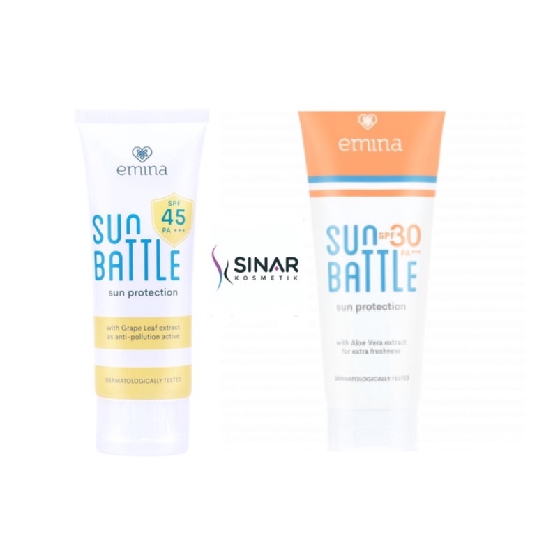 ✦SINAR✦ Emina Sun Battle SPF 30 PA+++ / SPF 45 PA+++/Sun size spf 30 23ml /Spf 50 barier / Cica Acne