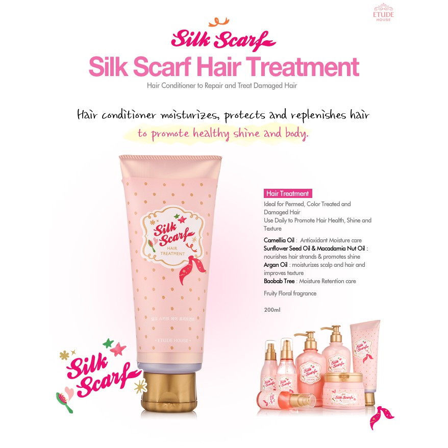  Etude  House  Silk Scarf Hair Treatment 200ml Perawatan 