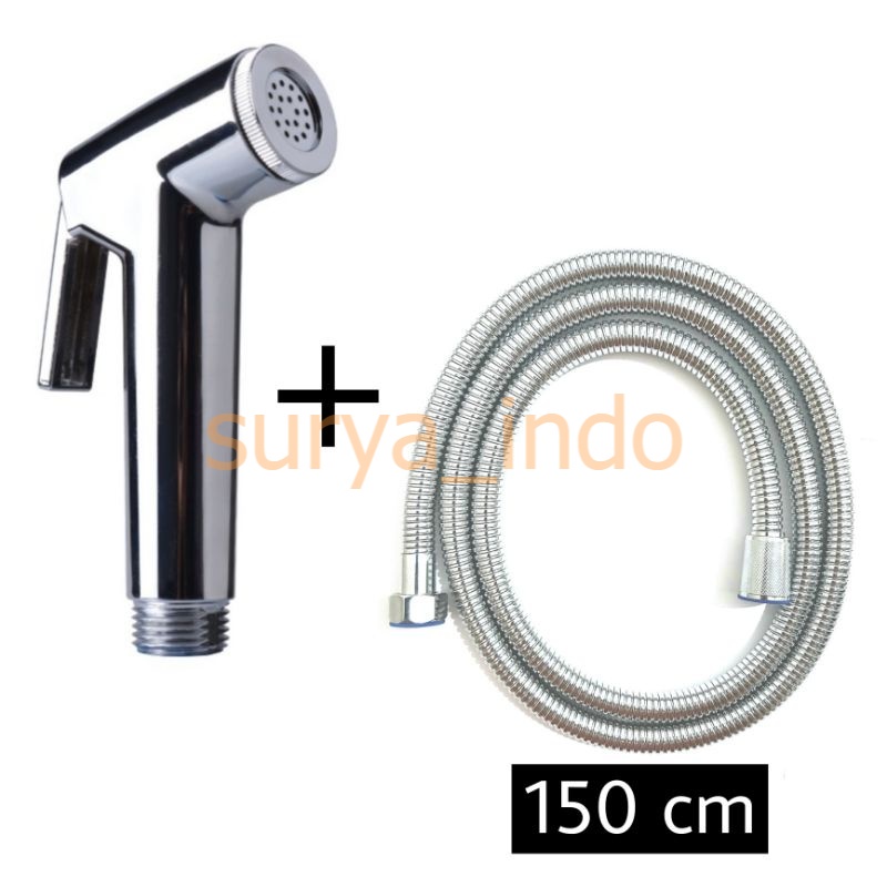 JET SHOWER SET KEPALA BIDET + SELANG SHOWER 150 CM SHOWER CEBOK CHROME