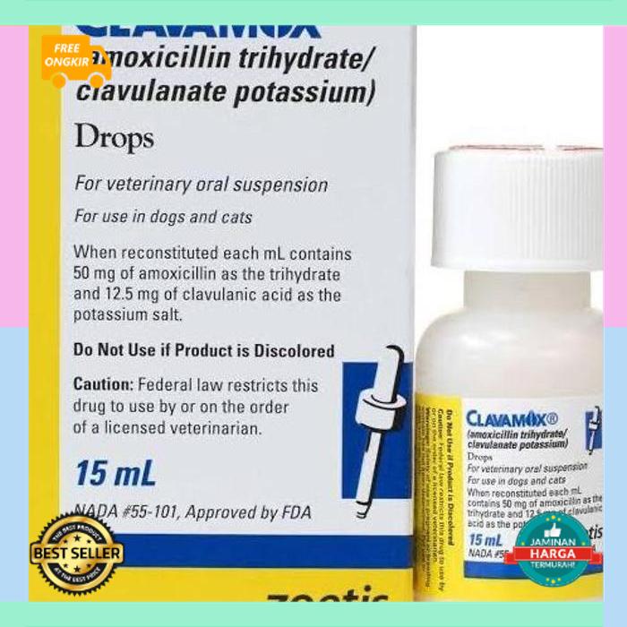 Clavamox Drop Antibiotik Untuk Kucing dan Anjing Nafsu Makan, Bulu Rontok, Jamur, Kutu, Scabies