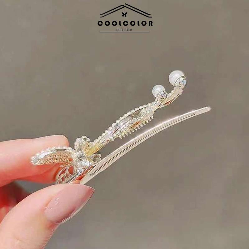 COD✨Jepit Rambut Mutiara Korea Kupu-kupu Poni Imitasi Berlian Imitasi Sisi Atas Rambut Klip Temperamen Hiasan Kepala Aksesoris Simple Murah Fashion