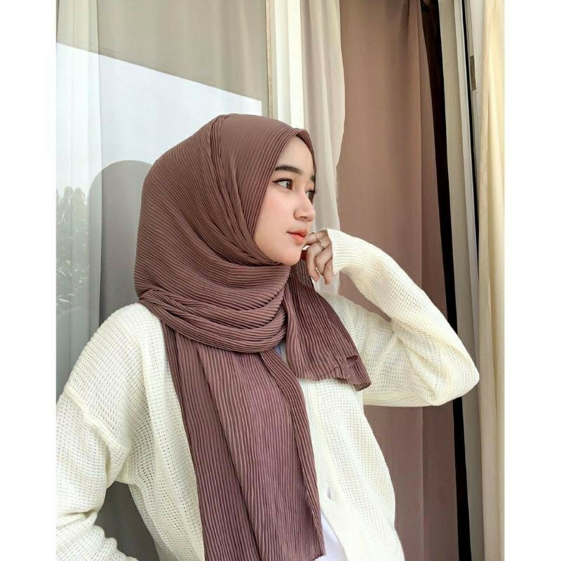 pashmina full plisket / pashmina full plisket bahan ceruty premium