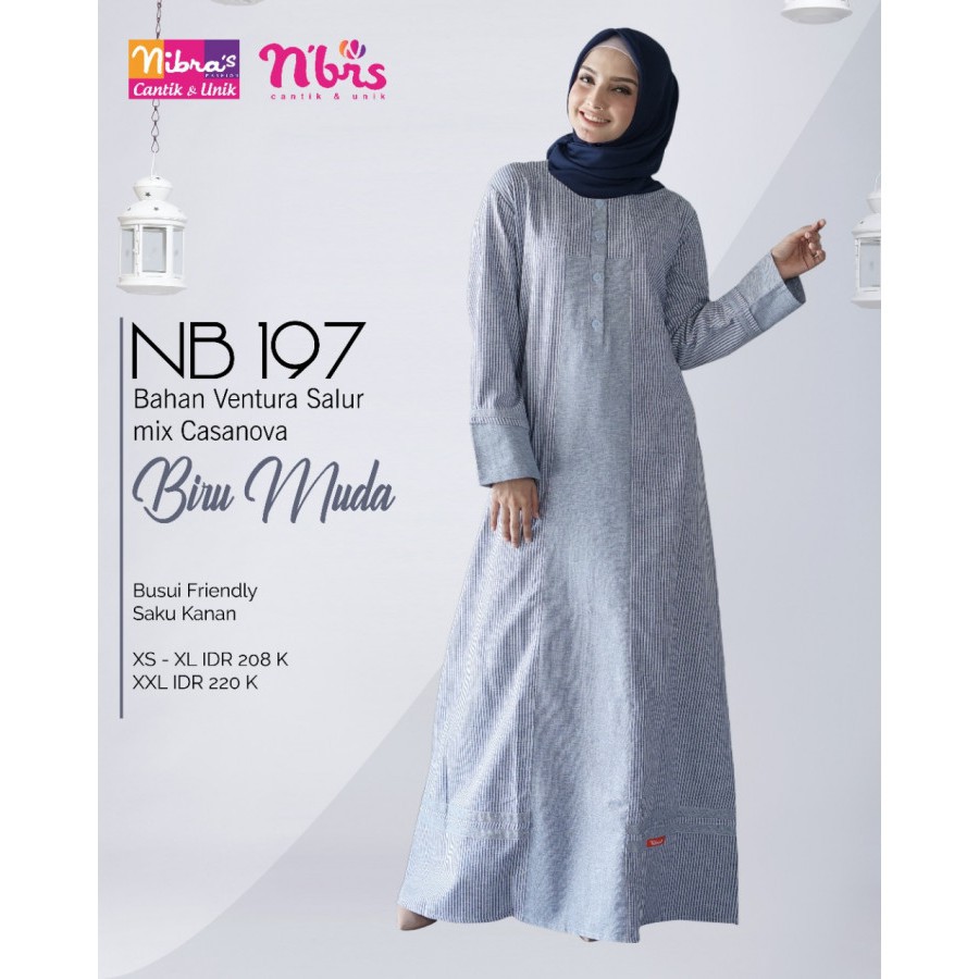 GAMIS NIBRAS NB 197 BIRU MUDA | NIBRAS MOTIF SALUR