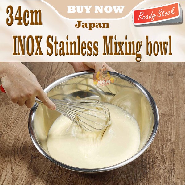 INOX 18-8 Stainless Mixing bowl 34cm Baskom stainless jepang antikarat