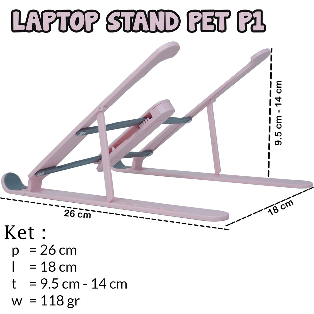 Stand Laptop Plastik Standing Penyangga Lipat Holder Meja Leptop Portable / Notebook / Macbook / Tablet