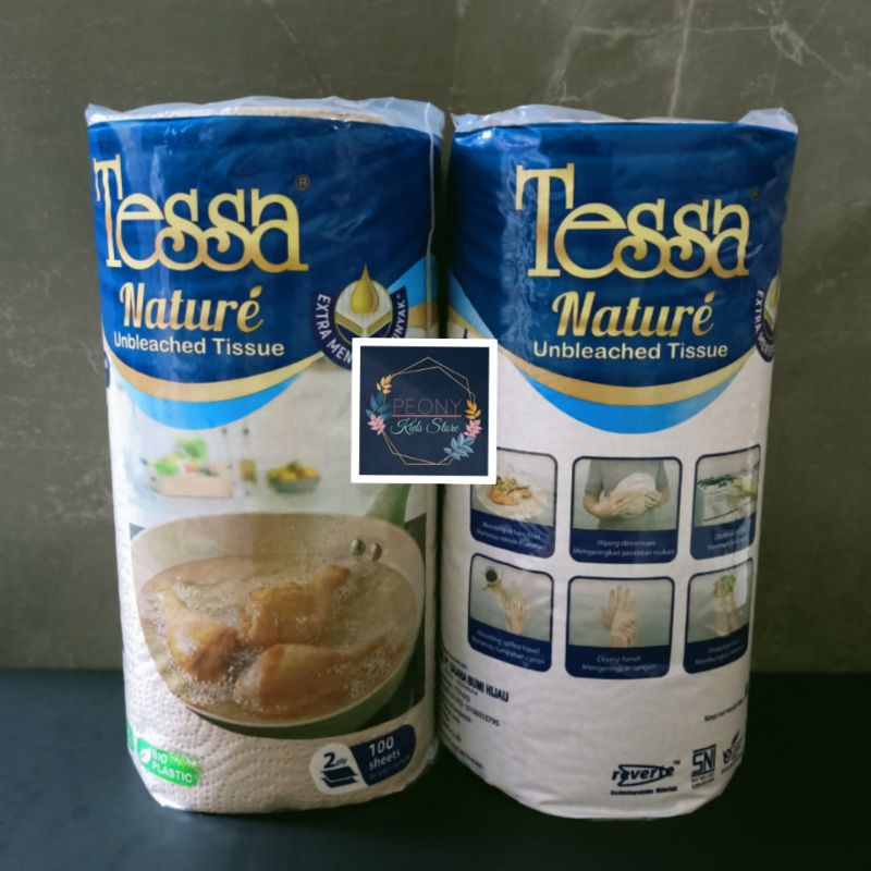 Tissue Dapur TESSA Nature Cokelat unbleached kitchen towel 1roll 100s 2ply / Tisu dapur tesa coklat 1 rol 2 roll