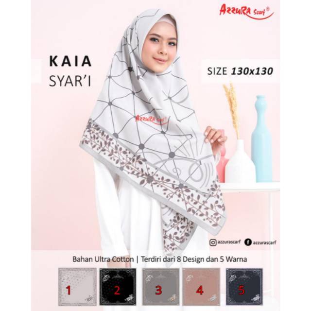 SEGI EMPAT AUBREY SYARI. JILBAB ORI AZZURA. KERUDUNG 130 X 130. HIJAB KHIMAR SEGI4 TENGAH POLOS