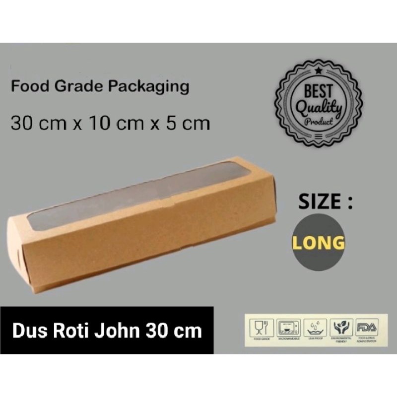 ECER Dus Roti John 30cm LONG WINDOW - Coklat Full Laminasi Box RJ Long Window