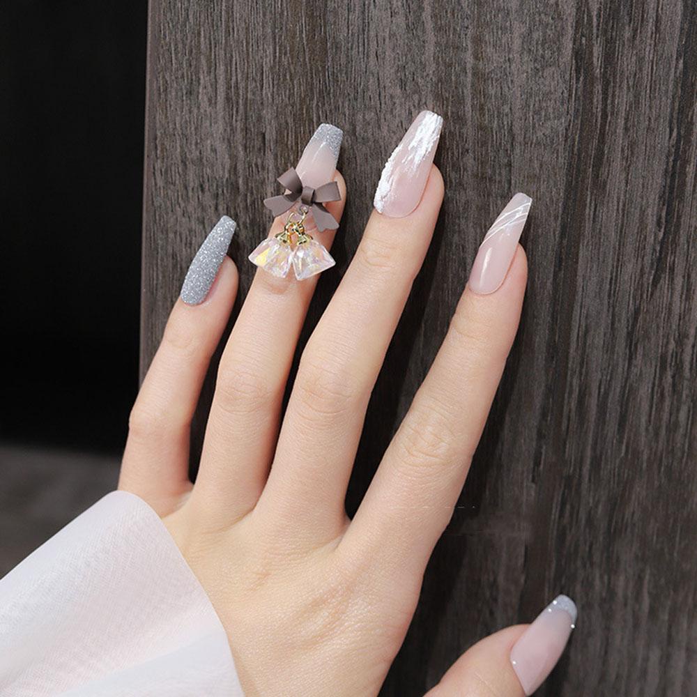 Agustinina Perhiasan Nail Art Kristal Halus Bell Liontin Mewah 3D Bownot Nail Rhinestones