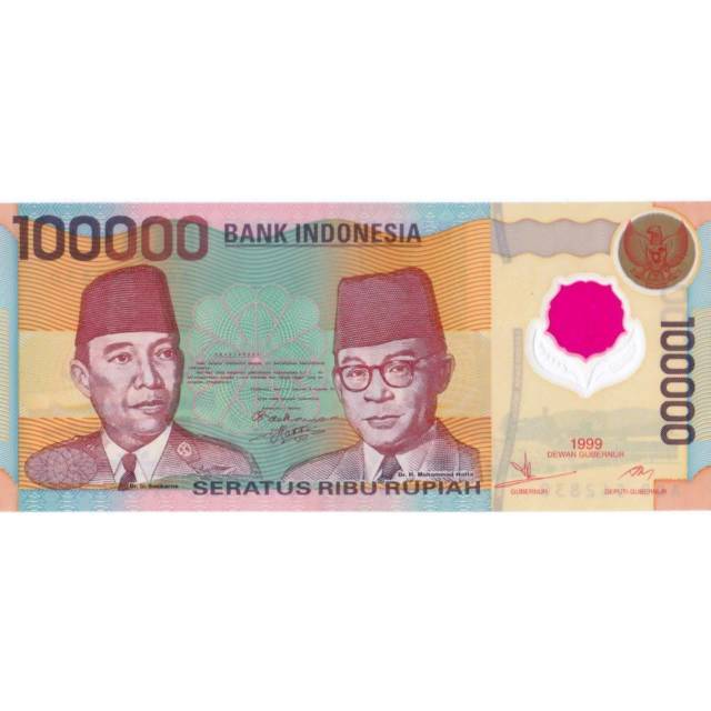 Uang Kuno Lama Rp 100000 Polymer Sukarno Hartta Tahun 1999