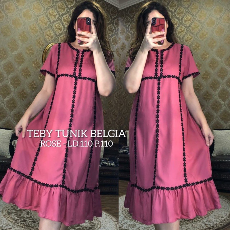 Daster arab Teby Tunik Belgia-Rose