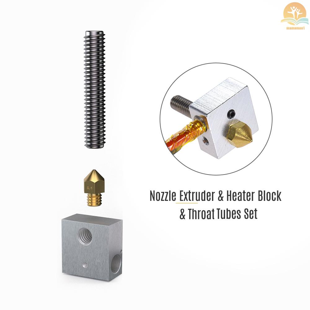 Anet  2Pcs/Set 0.4mm Brass Nozzle Extruder Print Head + Heater Block Hotend + 1.75mm Throat Tubes Pipes for Anet A8 A6 Ender 3 3D Printer Accessories