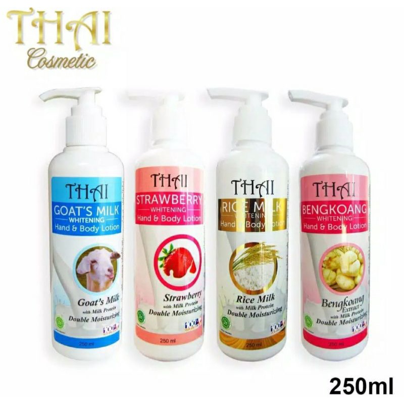 THAI COSMETIC Goats Milk Hand Body Lotion &amp; Scrub Rice Milk Bengkoang Strawbery Pepaya 250ml