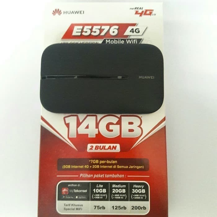 Mifi Modem Wifi 4G All Operator Huawei E5576 Free Telkomsel Kuota 14GB